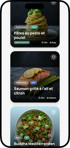 Application planificateur de repas sur mobile – DansLeMeal mobile
