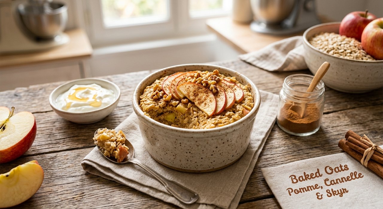Baked oats pomme, cannelle & skyr