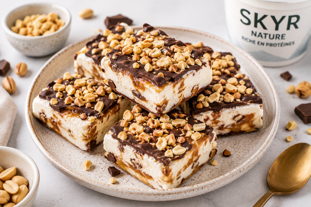 Frozen yogurt bark façon Snickers (version protéinée)