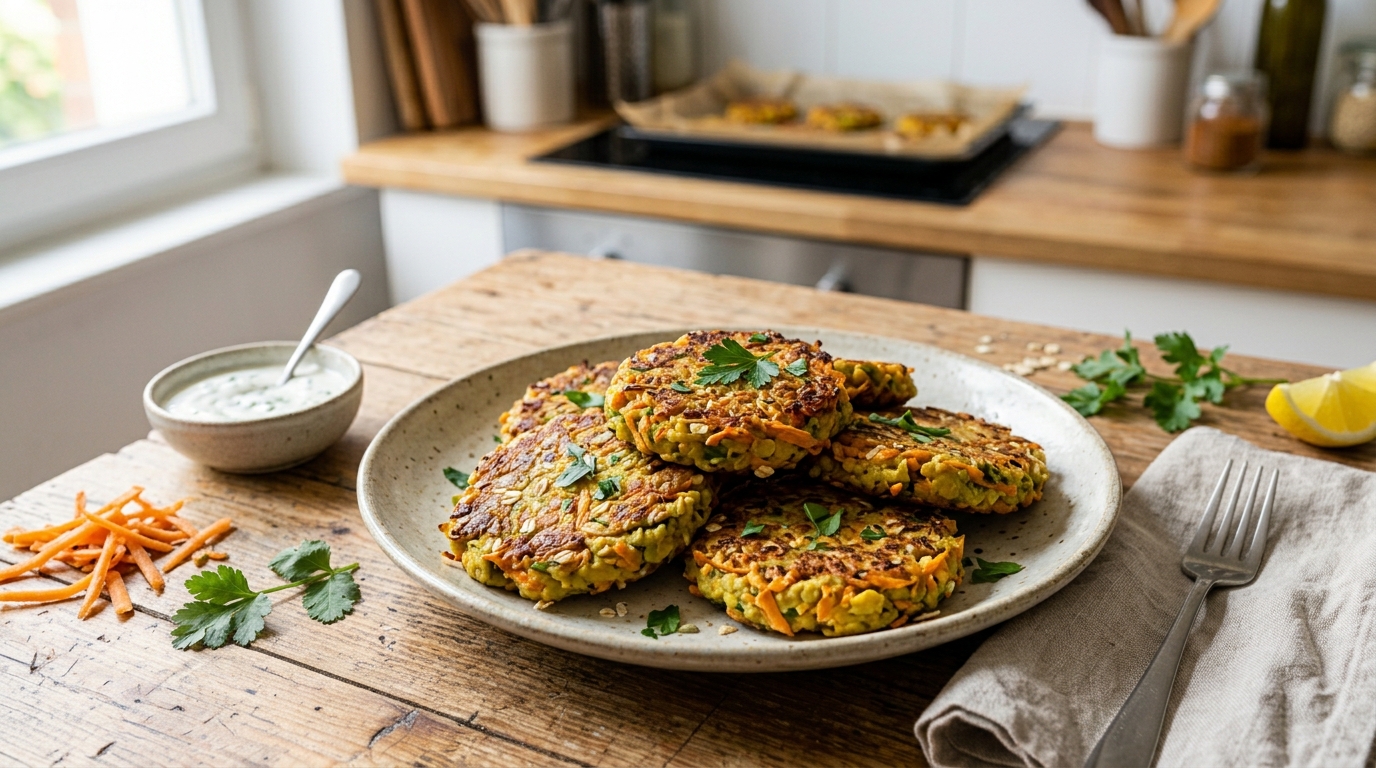 Image de la recette Galettes croustillantes de pois cassés et carottes