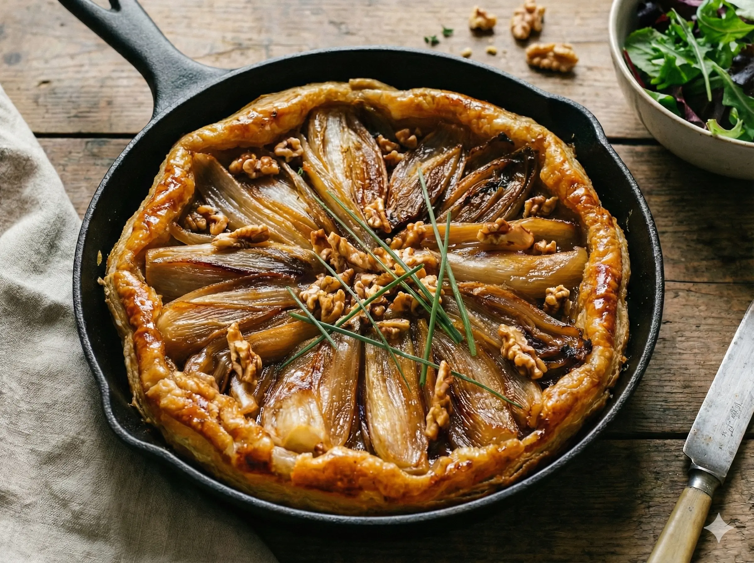 Image de la recette Tarte tatin aux endives et fromage de chèvre