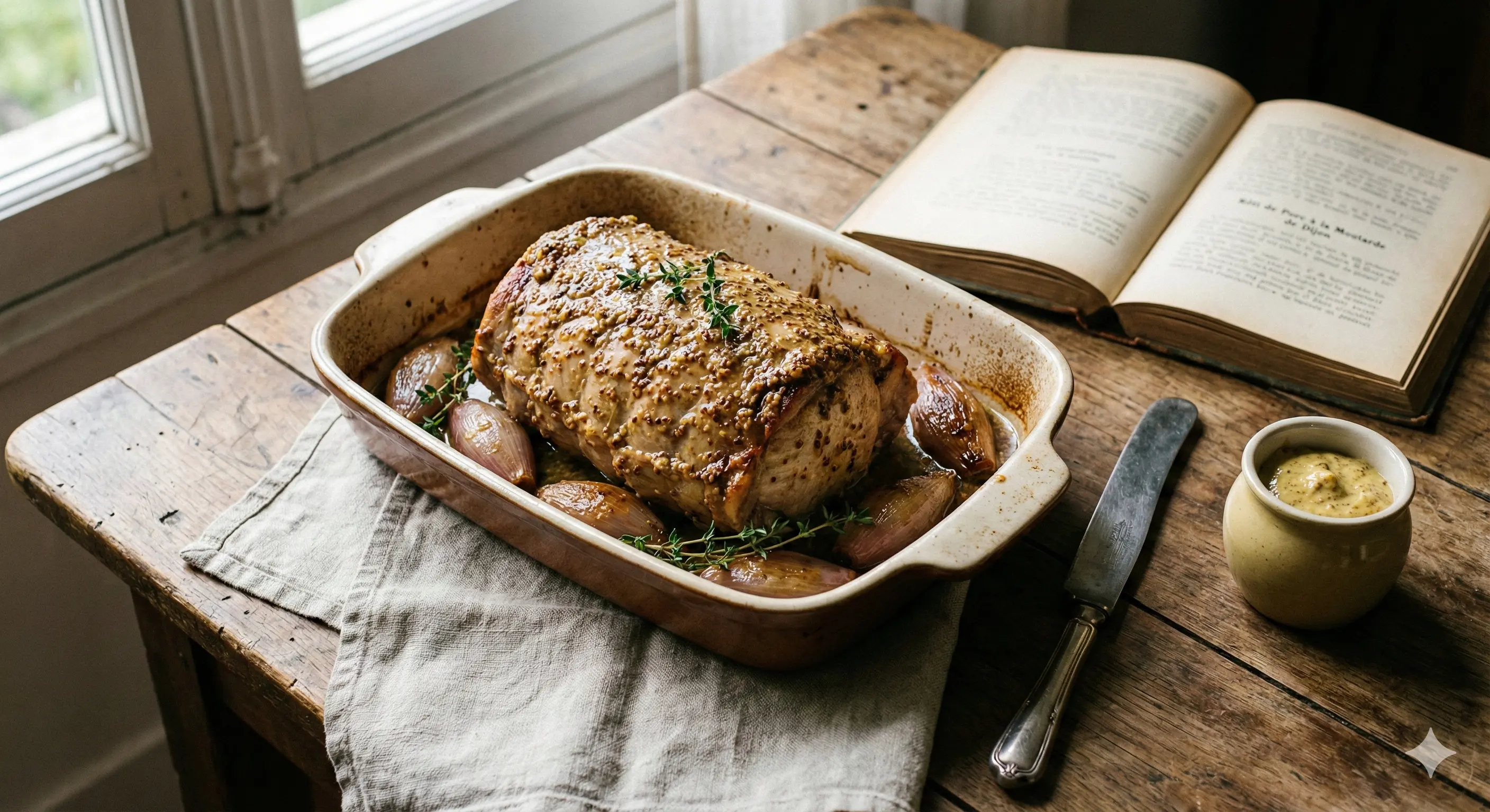 Image de la recette Rôti de porc à la moutarde de Dijon