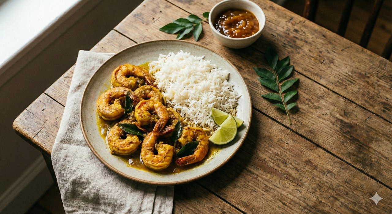 Image de la recette Crevettes au curry express