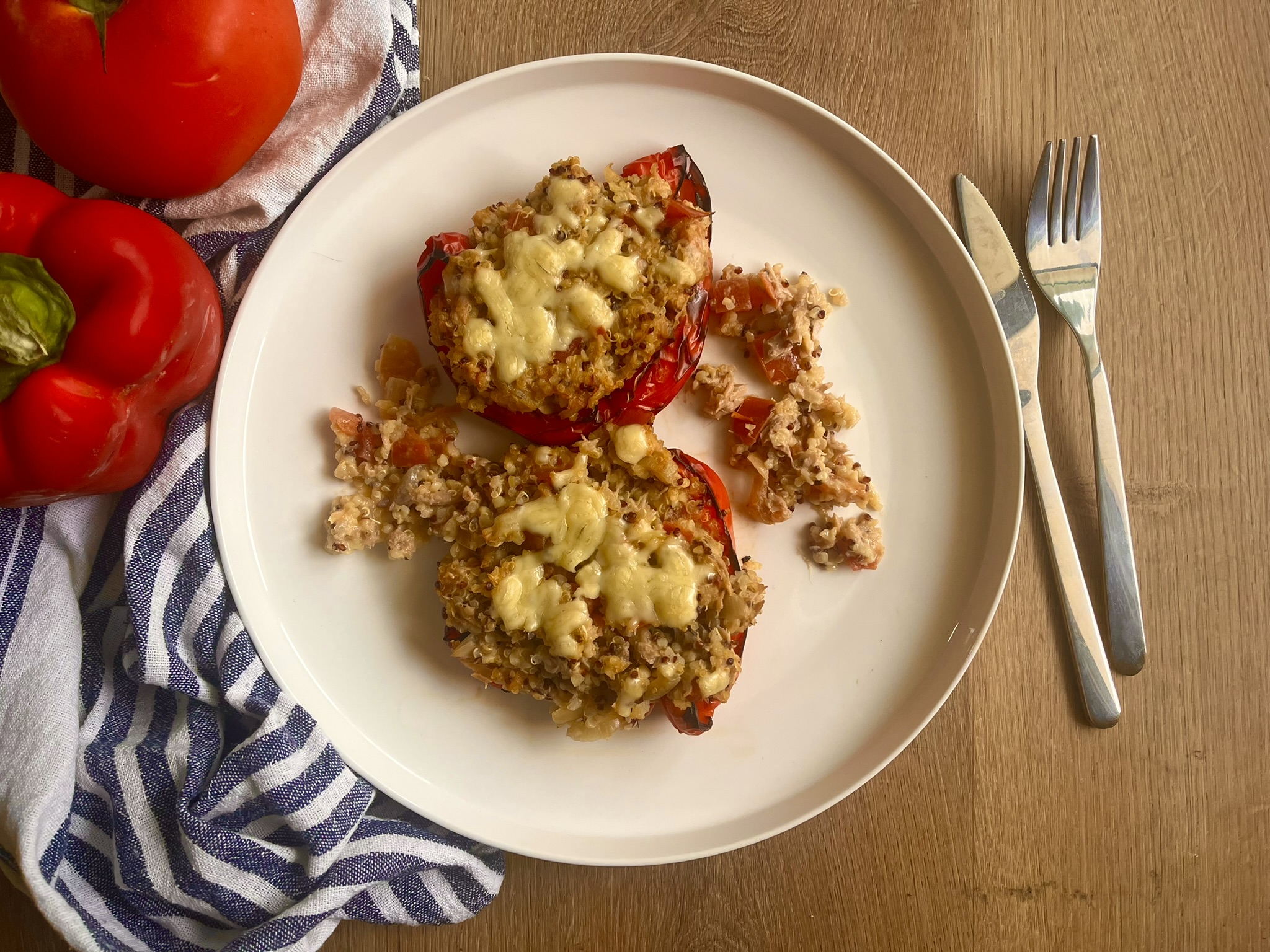 Image de la recette Préparation de poivrons farcis au thon et au quinoa