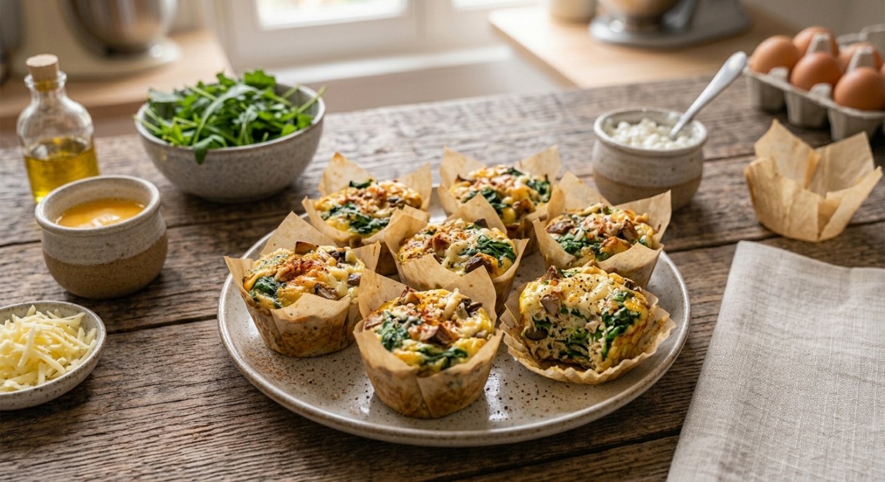 Muffins aux œufs, épinards & fromage