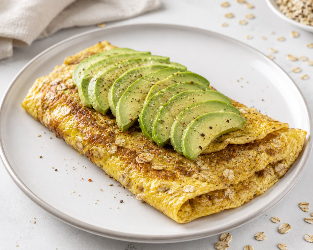 Omelette à l'avocat et flocons d'avoine