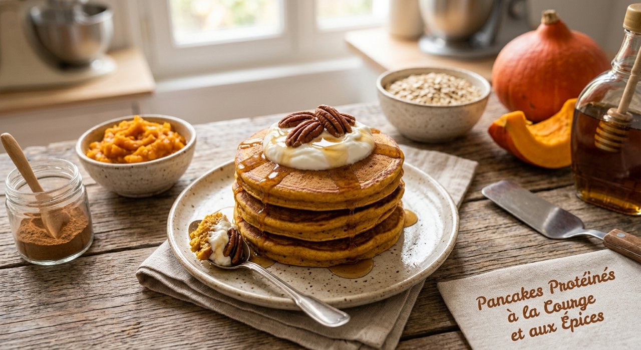 Pancakes protéinés à la courge et aux épices