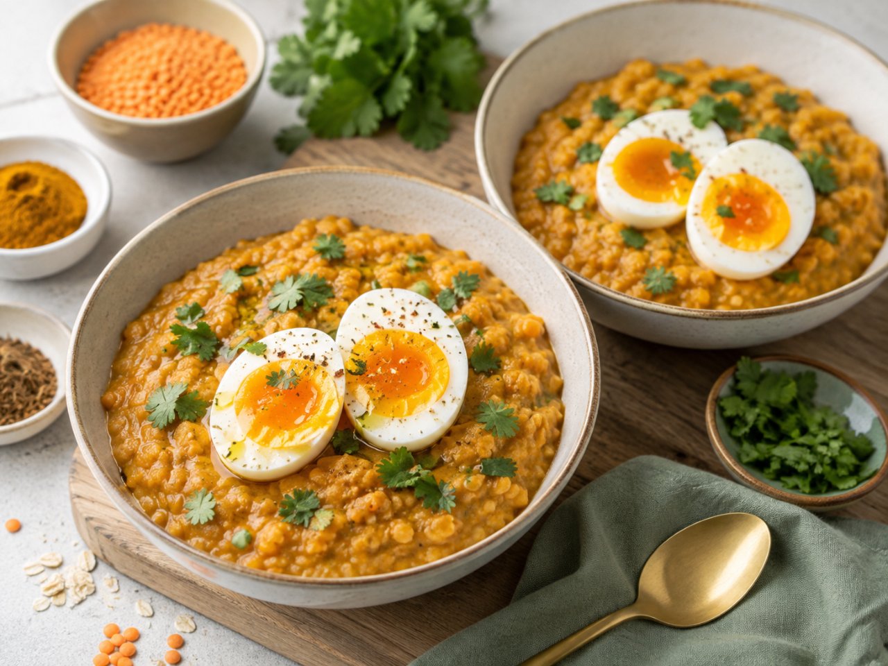 Porridge salé aux lentilles corail et épices