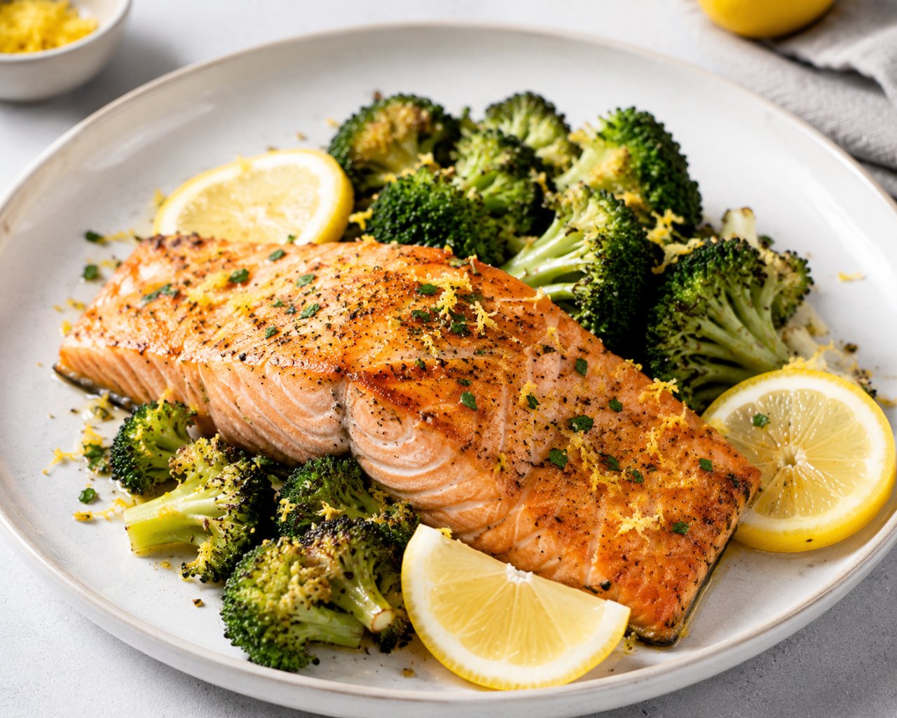 Saumon vapeur et brocoli au citron