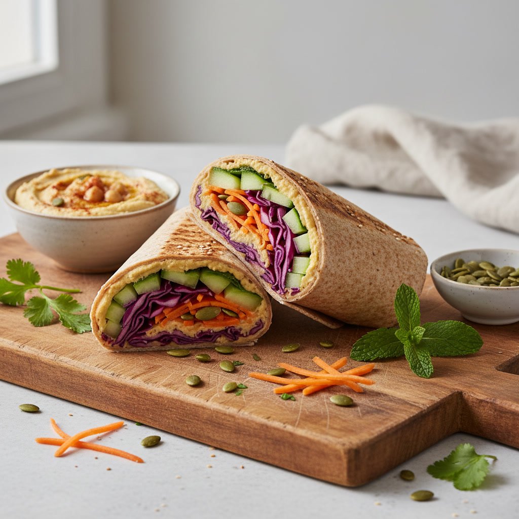 Wrap houmous et légumes croquants